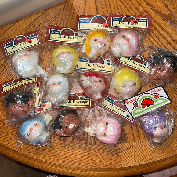 Vintage doll heads and hands